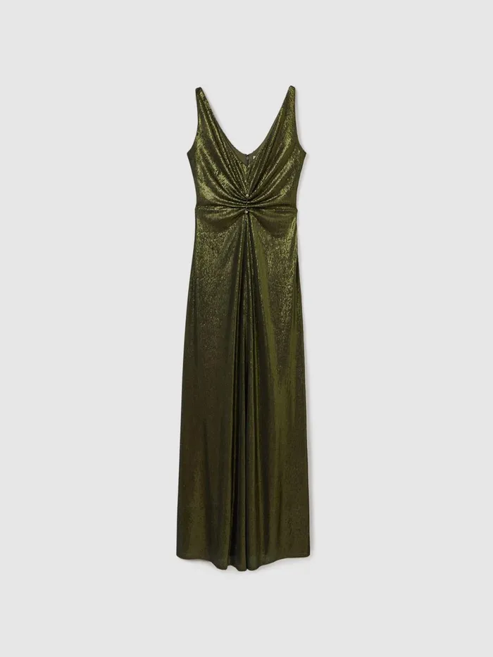 Women Reiss Dresses Sequin Ruche Maxi Dress Seaweed