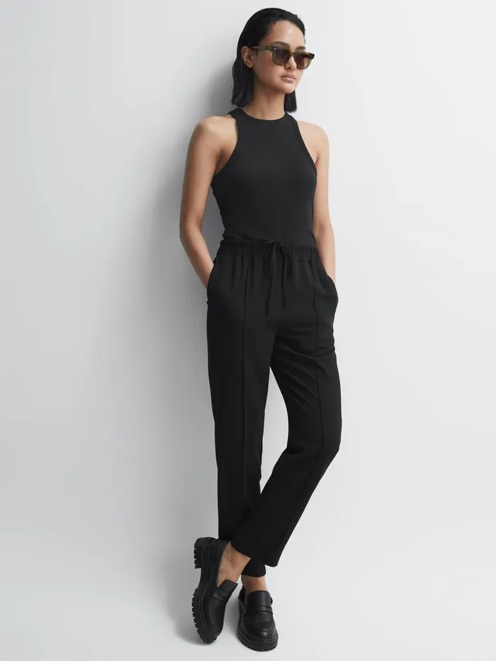 Women Reiss Flats Adele Leather Chunky Cleated Loafers Black