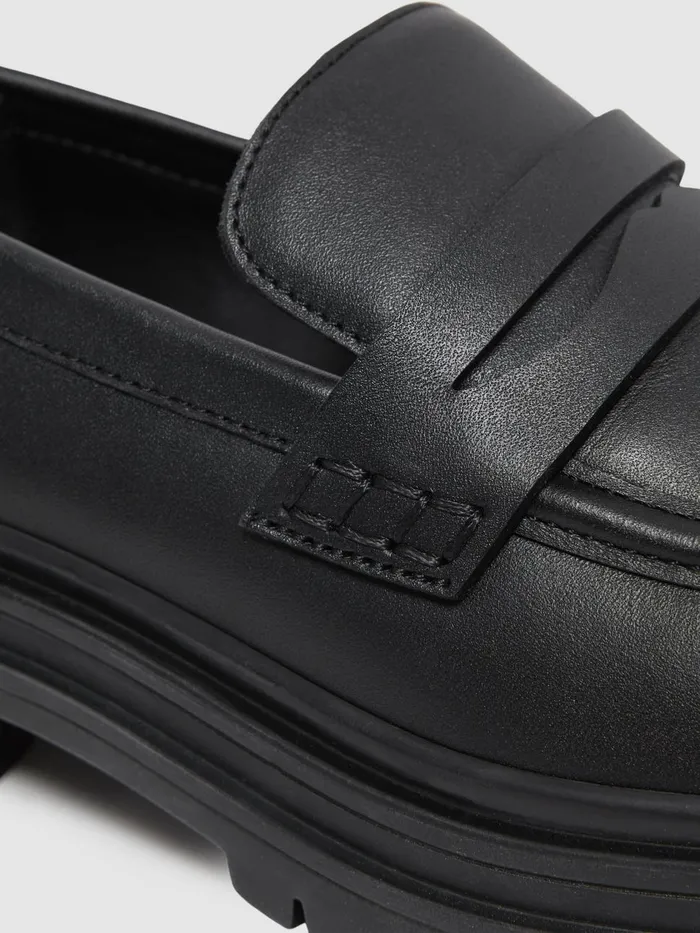 Women Reiss Flats Adele Leather Chunky Cleated Loafers Black