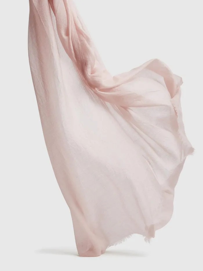 Women Reiss Hats Gloves and Scarves Heidi WoolCashmere Lightweight Scarf Blush