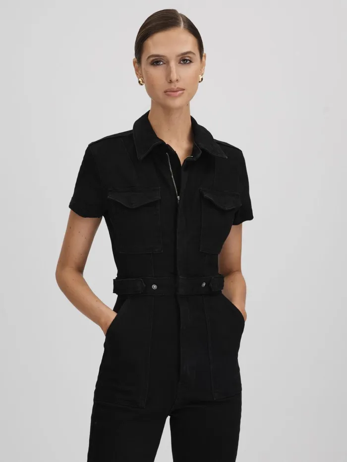 Women Reiss Jumpsuits and Playsuits American Good American Denim Jumpsuit Black