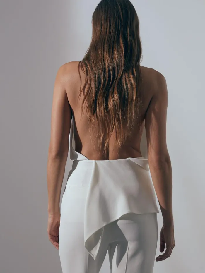Women Reiss Jumpsuits and Playsuits April Drape Front Bridal Jumpsuit Ivory