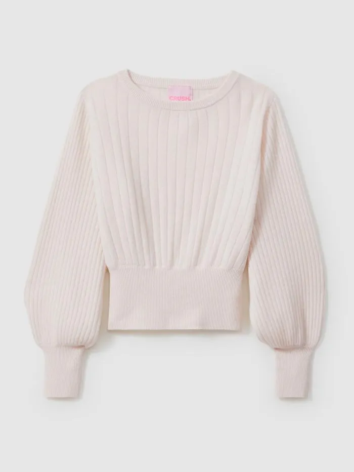 Women Reiss Knitwear Collection Cashmere Blouson Sleeve Jumper White
