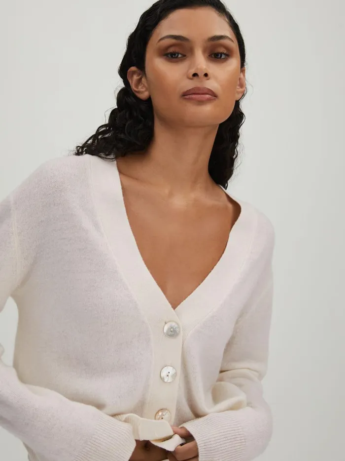 Women Reiss Knitwear Collection Cashmere Cardigan White