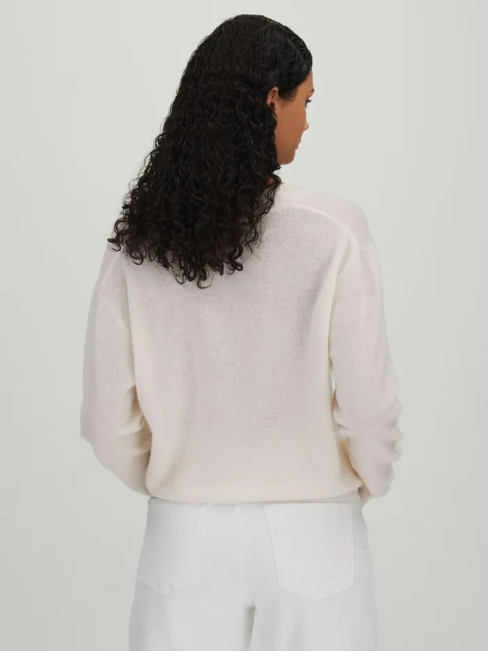 Women Reiss Knitwear Collection Cashmere Cardigan White