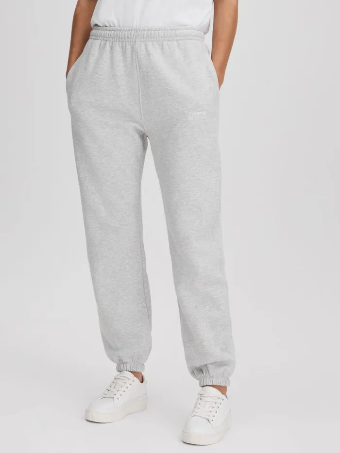 Women Reiss Pants Days Active Fitted Cotton Joggers Heather Grey