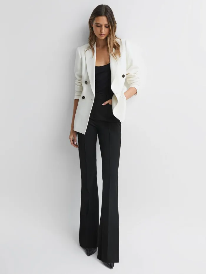 Women Reiss Pants Dylan Flared High Rise Trousers Black