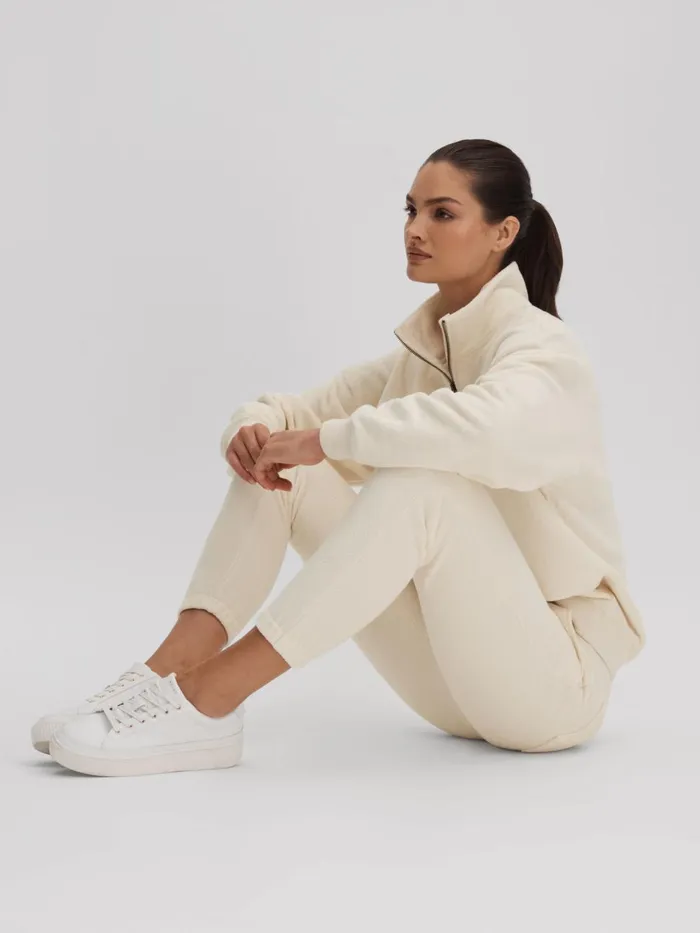 Women Reiss Pants Upside Elasticated Cuffed Joggers Natural