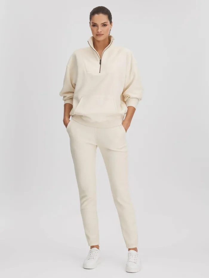 Women Reiss Pants Upside Elasticated Cuffed Joggers Natural