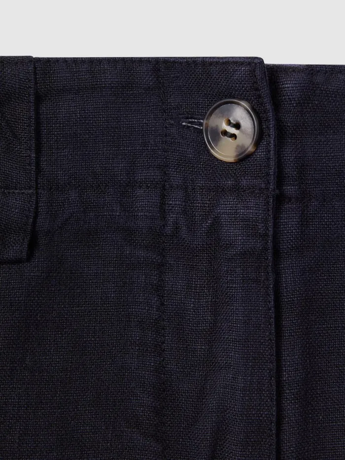 Women Reiss Shorts Demi Linen Garment Dyed Shorts Navy