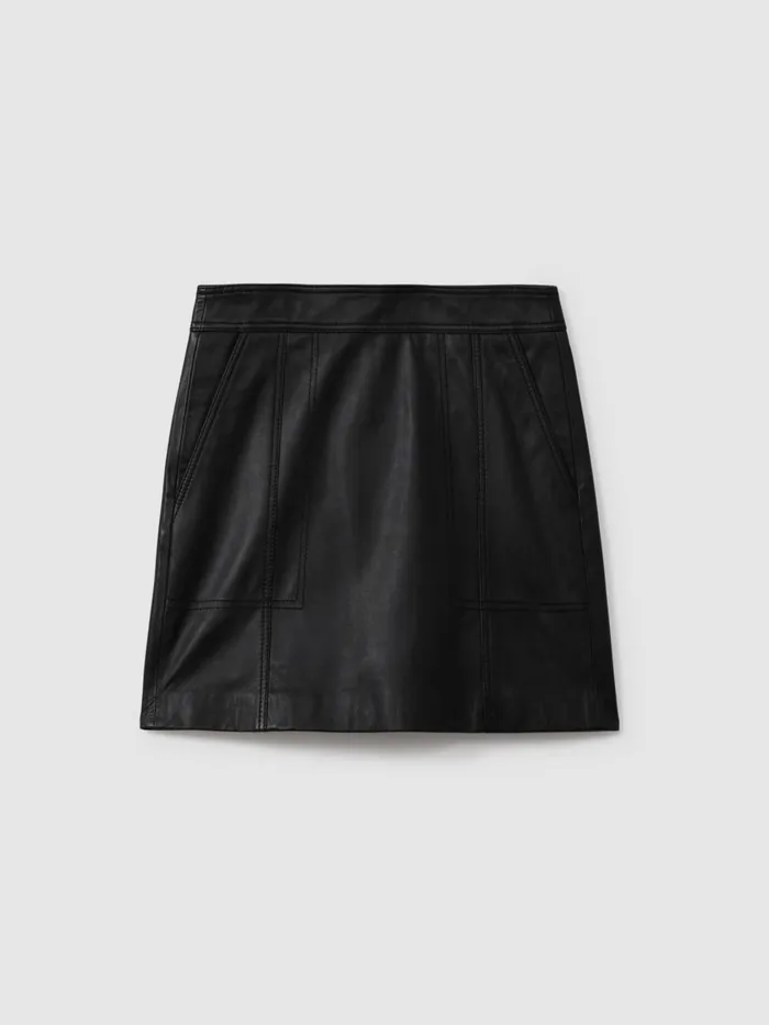 Women Reiss Skirts Edie Leather High Rise Mini Skirt Black