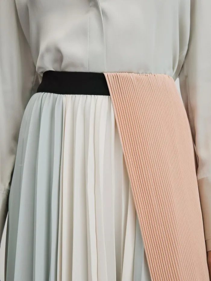 Women Reiss Skirts Maddie Pleated Asymmetric Midi Skirt Pinkcream