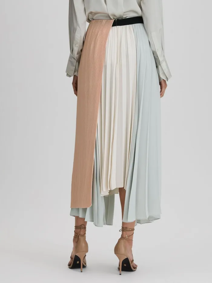 Women Reiss Skirts Maddie Pleated Asymmetric Midi Skirt Pinkcream