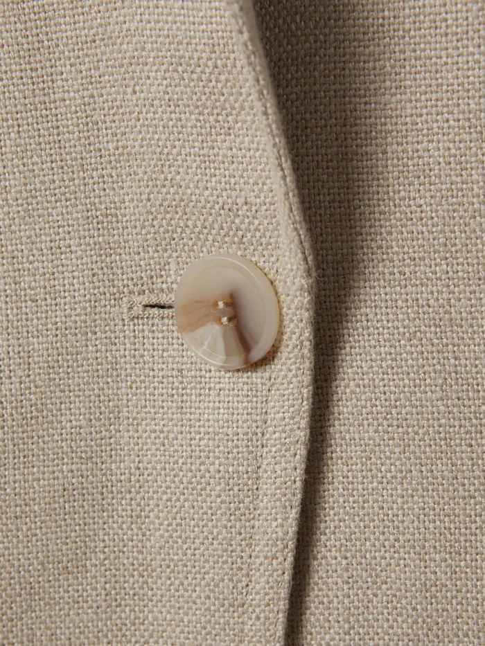 Women Reiss Suits and Tailoring Cassie Linen Single Breasted Suit Blazer Natural