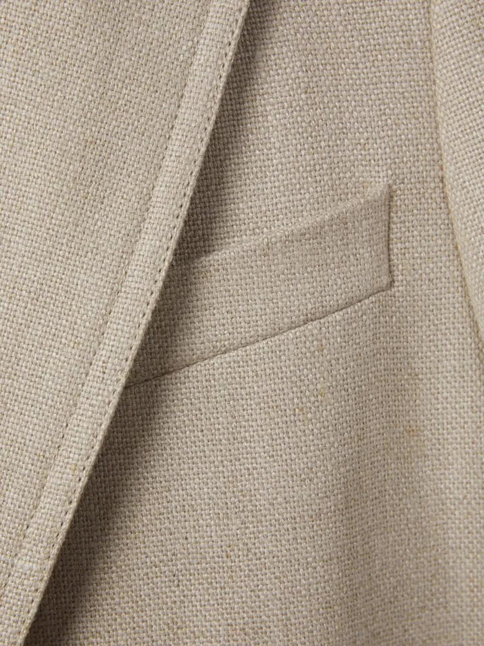 Women Reiss Suits and Tailoring Cassie Linen Single Breasted Suit Blazer Natural