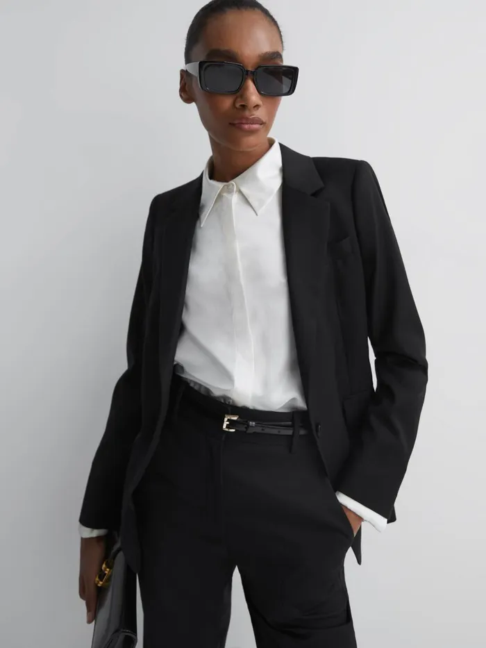 Women Reiss Suits and Tailoring Haisley Single Breasted Suit Blazer Black
