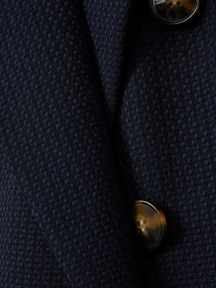 Women Reiss Suits and Tailoring Lana Tailored Textured Wool Blend Double Breasted Blazer Navy