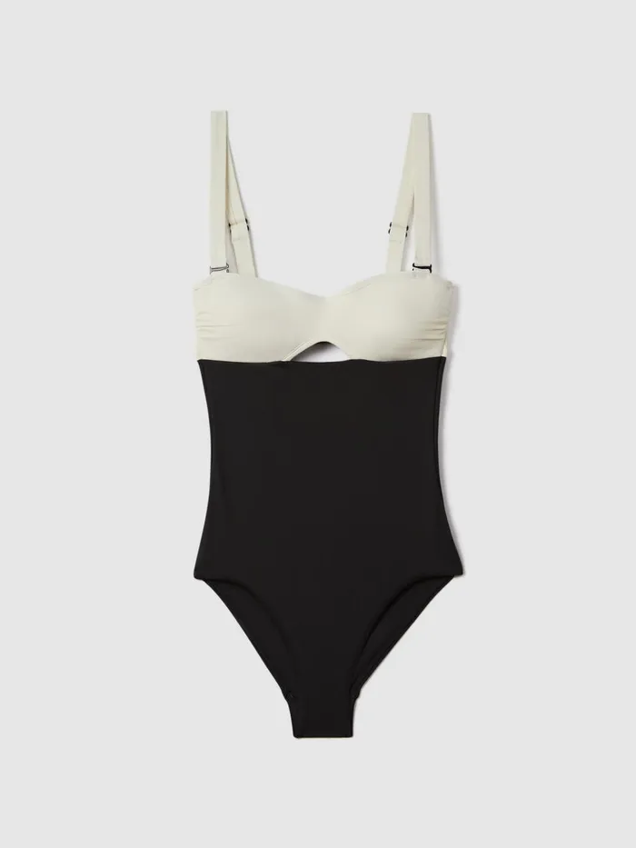 Women Reiss Swimwear Born Colourblock Swimsuit Porcelain