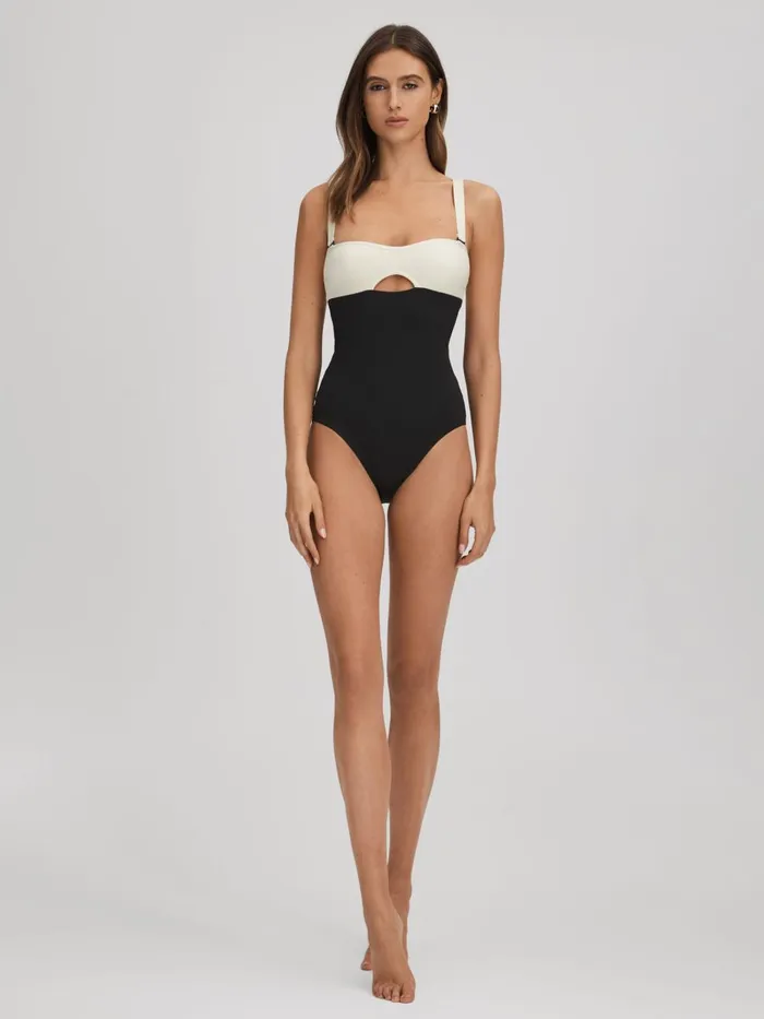 Women Reiss Swimwear Born Colourblock Swimsuit Porcelain