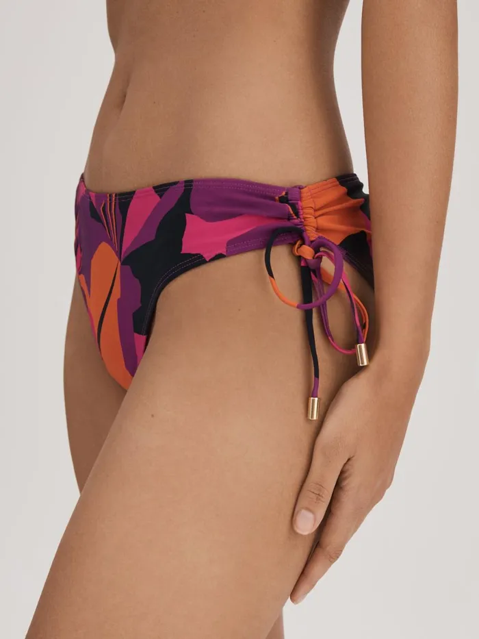 Women Reiss Swimwear Printed Ruched Bikini Bottoms Pinkorange