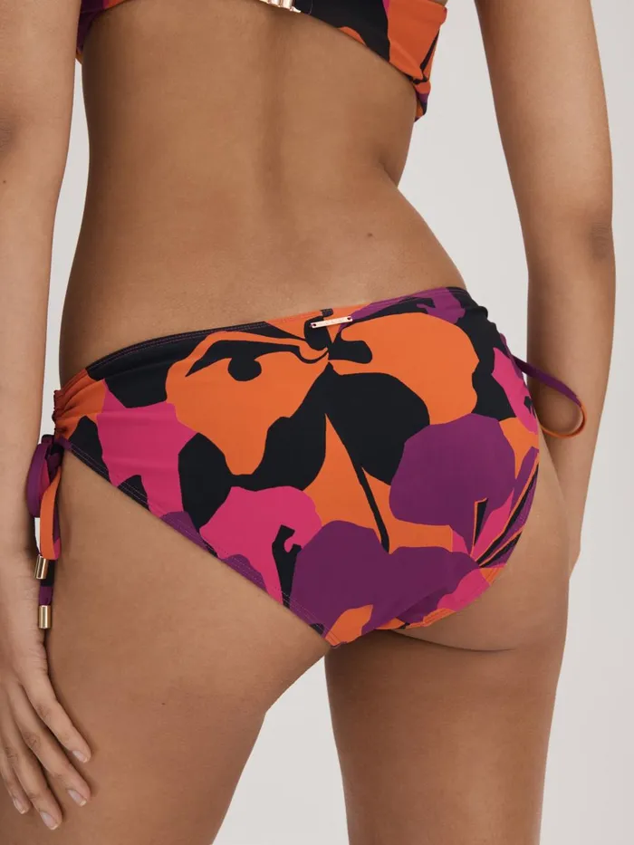 Women Reiss Swimwear Printed Ruched Bikini Bottoms Pinkorange