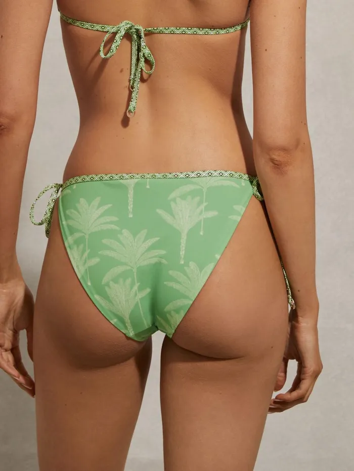 Women Reiss Swimwear Thia Palm Tree Print Bikini Bottoms Greencream