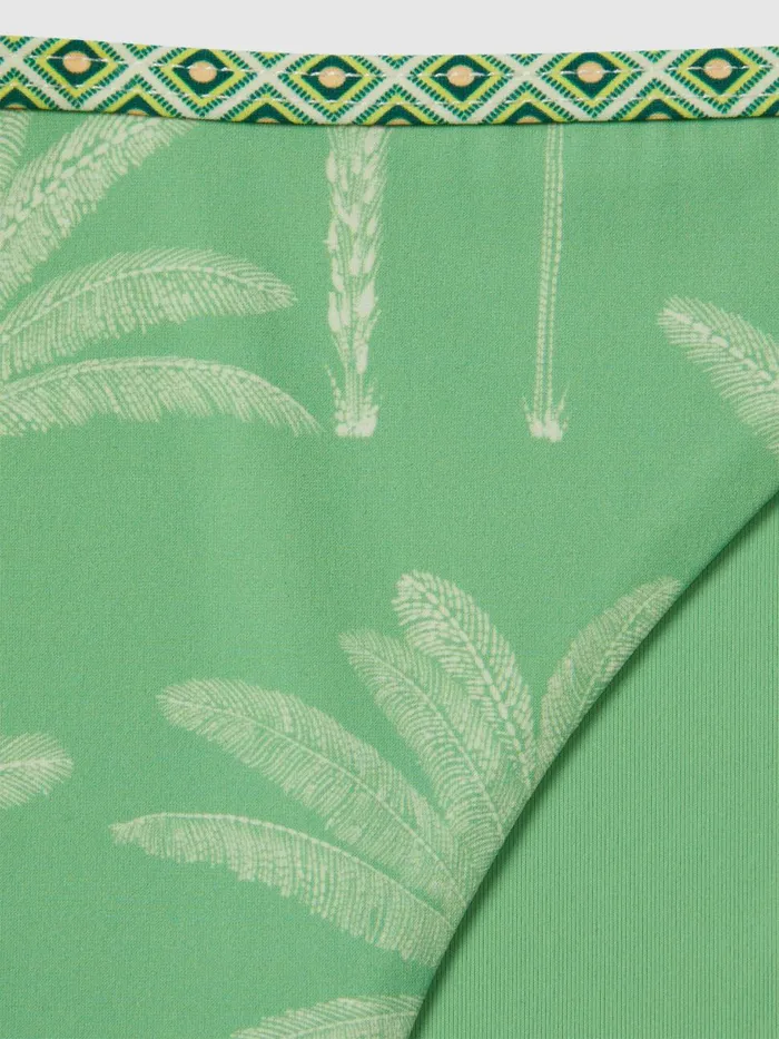 Women Reiss Swimwear Thia Palm Tree Print Bikini Bottoms Greencream