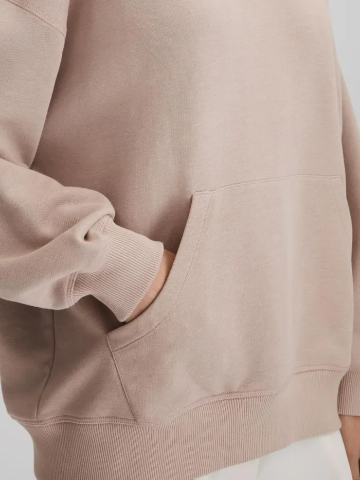 Women Reiss Tops Cody Cotton Blend Crew Neck Hoodie Stone