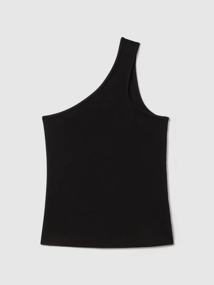 Women Reiss Tops Ria Cotton Blend OneShoulder Top Black