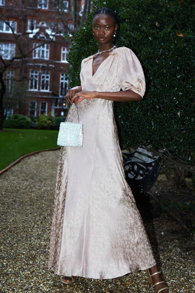 Women RIXO All Bridal Blanca SilkJacquard Gown Ditsy Garden Jacquard Ivory
