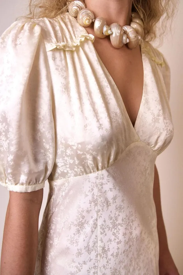 Women RIXO All Bridal Blanca SilkJacquard Gown Ditsy Garden Jacquard Ivory