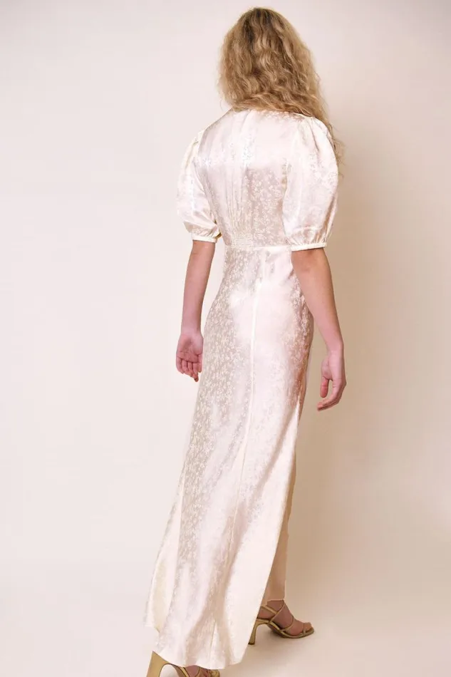 Women RIXO All Bridal Blanca SilkJacquard Gown Ditsy Garden Jacquard Ivory