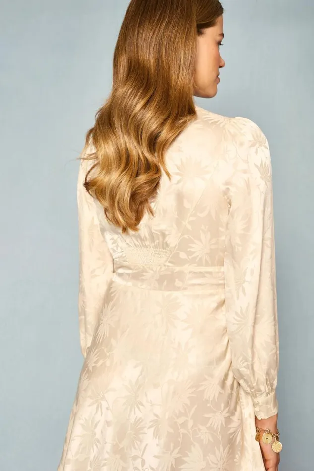 Women RIXO All Bridal Hebe Silk Mini Dress Daisy Jacquard Champagne