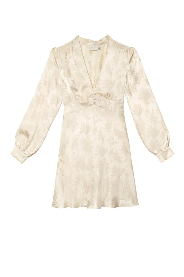 Women RIXO All Bridal Hebe Silk Mini Dress Daisy Jacquard Champagne
