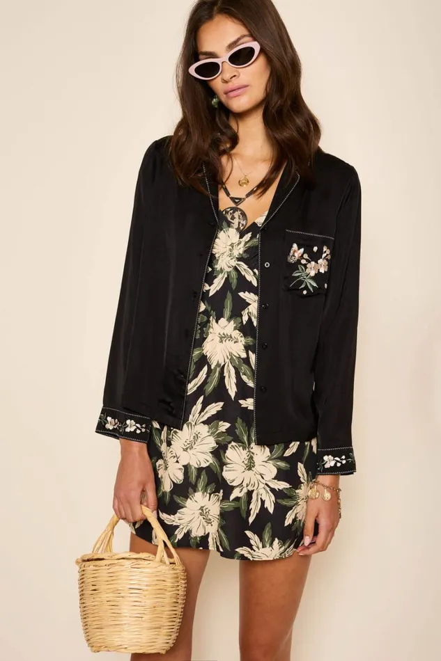 Women RIXO All Clothing Alexandra Mini Dress Hibiscus Black
