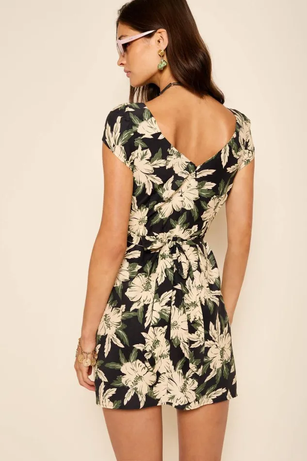Women RIXO All Clothing Alexandra Mini Dress Hibiscus Black