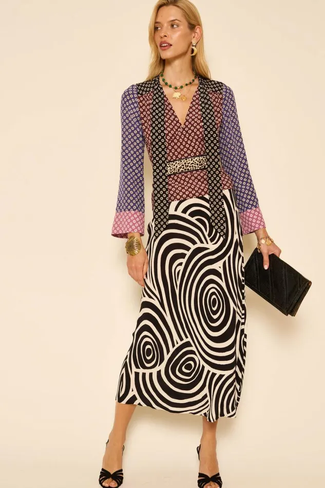 Women RIXO All Clothing Ardith Midi Skirt Whirlpool Mono