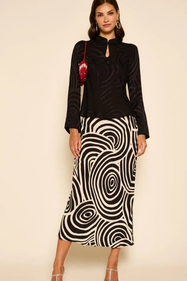 Women RIXO All Clothing Ardith Midi Skirt Whirlpool Mono