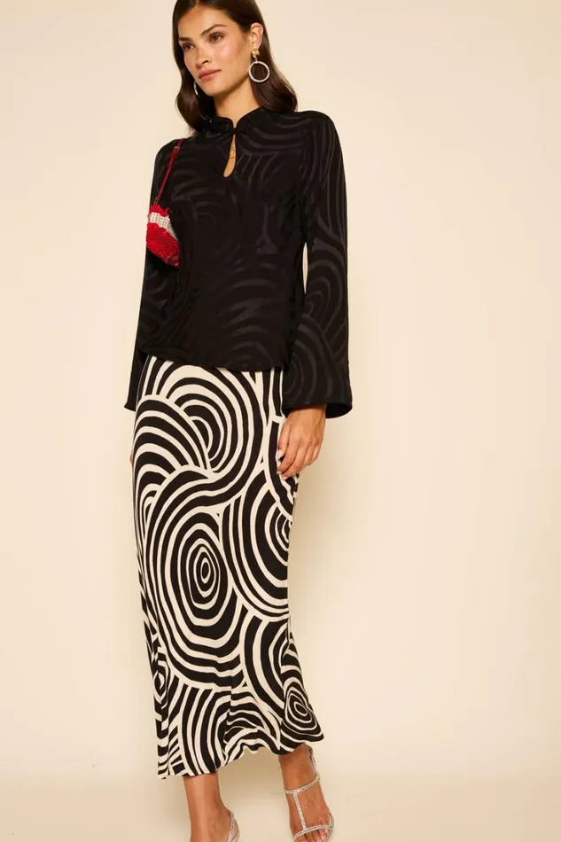 Women RIXO All Clothing Ardith Midi Skirt Whirlpool Mono