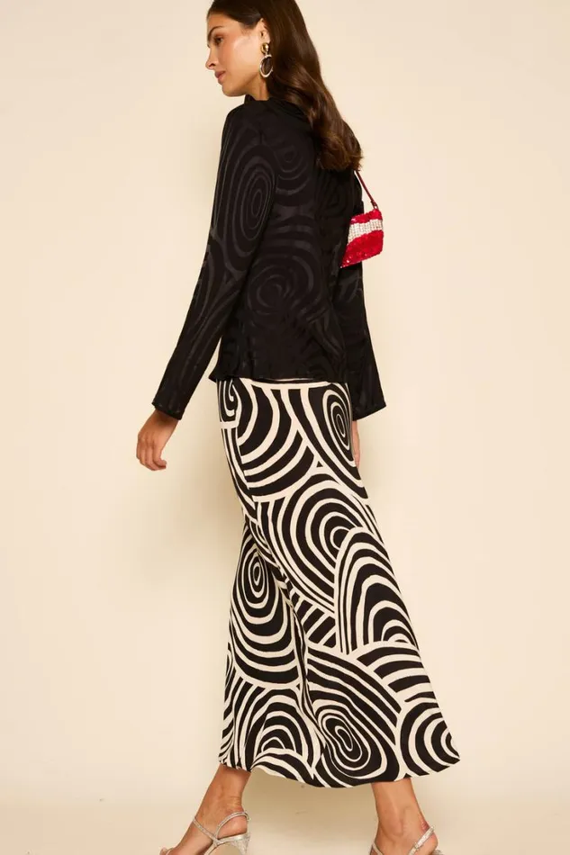 Women RIXO All Clothing Ardith Midi Skirt Whirlpool Mono