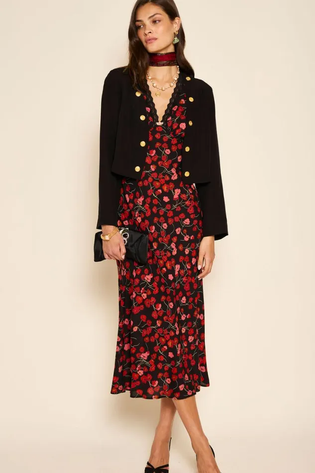 Women RIXO All Clothing Clarice Midi Dress Autumn Cherry Red