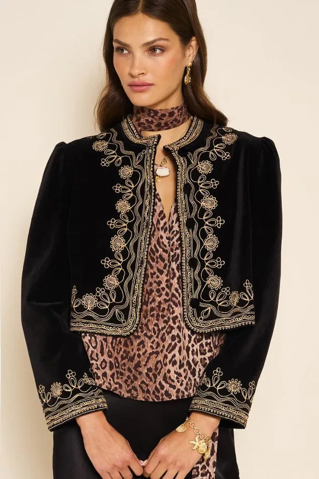 Women RIXO All Clothing Denver Velvet Jacket Soutache Embroidery
