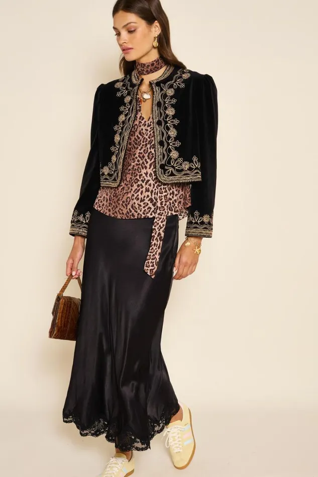 Women RIXO All Clothing Denver Velvet Jacket Soutache Embroidery