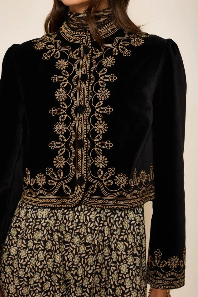 Women RIXO All Clothing Denver Velvet Jacket Soutache Embroidery