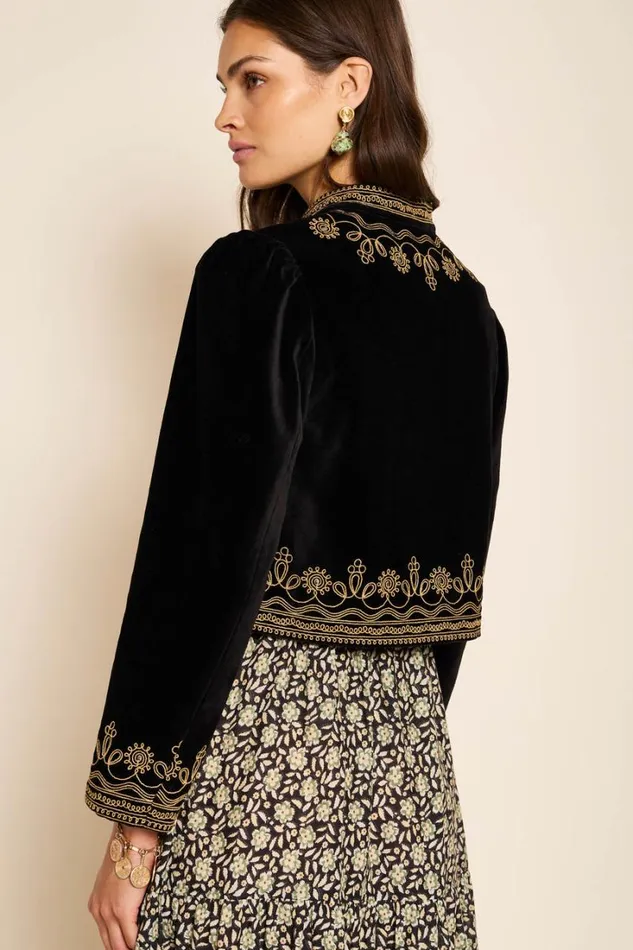 Women RIXO All Clothing Denver Velvet Jacket Soutache Embroidery