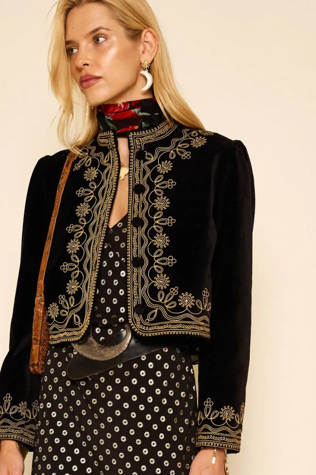 Women RIXO All Clothing Denver Velvet Jacket Soutache Embroidery
