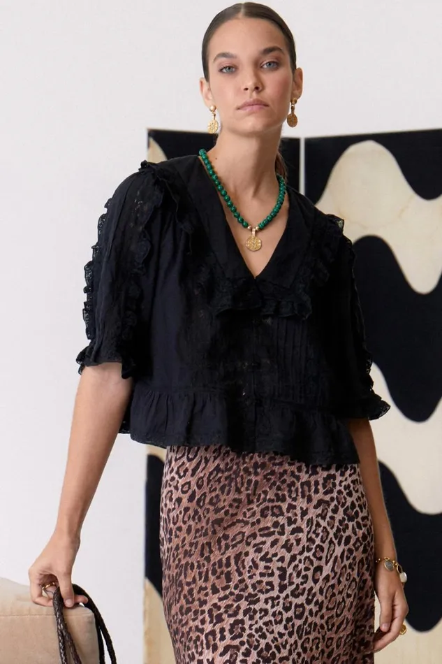 Women RIXO All Clothing Ellery Cotton Blouse Black