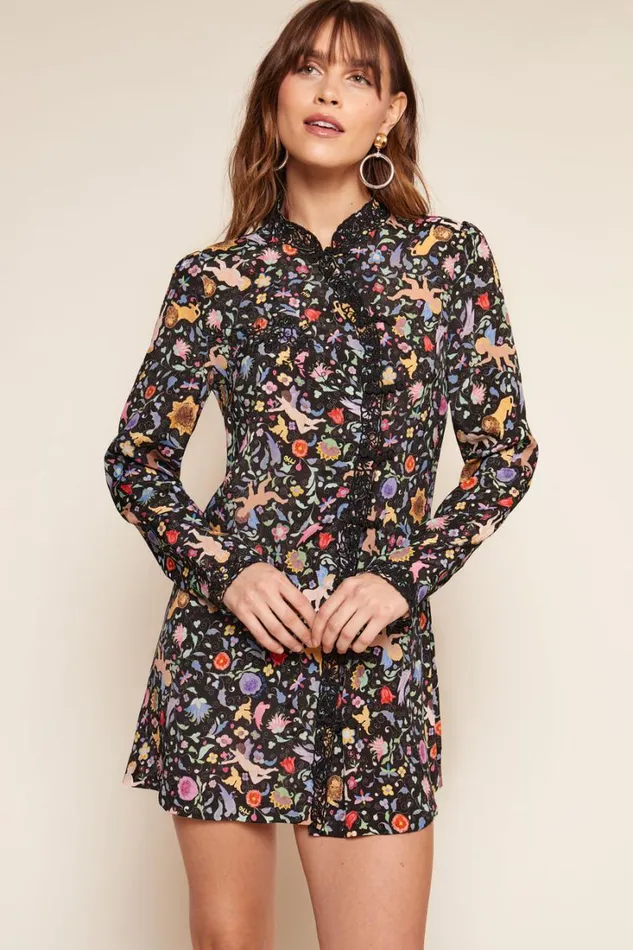 Women RIXO All Clothing Ivy Mini Dress Angel Floral Black