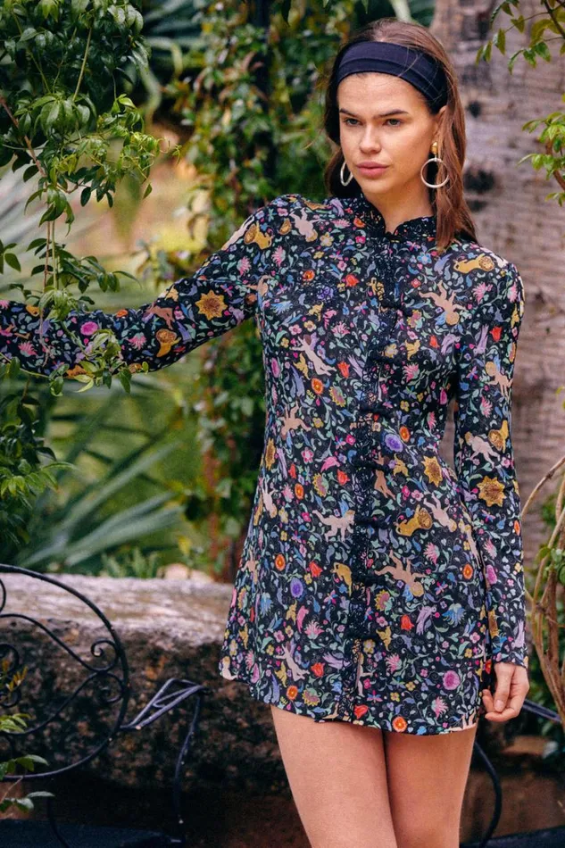 Women RIXO All Clothing Ivy Mini Dress Angel Floral Black