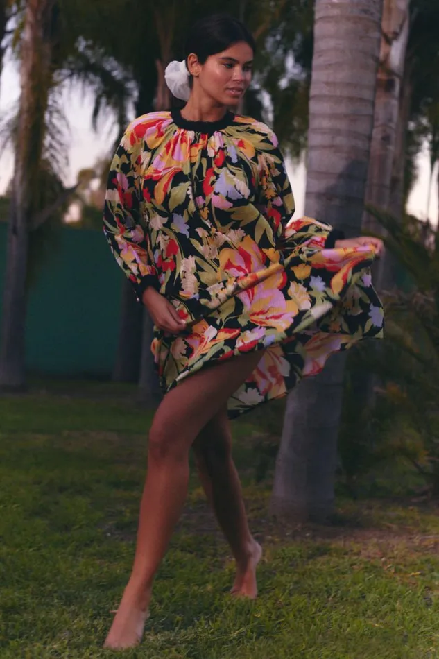Women RIXO All Clothing Kahlo Cotton Midi Dress Cece Floral Black
